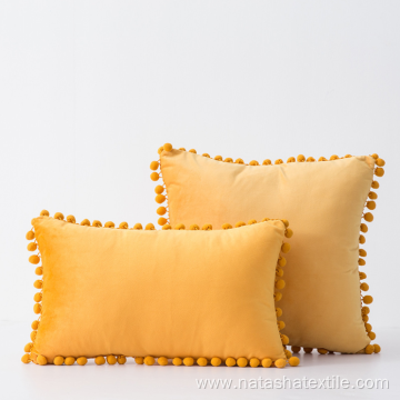Plain hair ball sofa velvet cushion cover